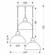 Lampa wisząca Barca potrójna z kloszem szara do salonu E27