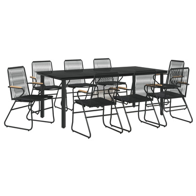 9-częściowy zestaw mebli ogrodowych, czarny, rattan PVC