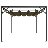 vidaXL Altana ogrodowa ze zwijanym dachem, 3x3 m, taupe, 180 g/m²
