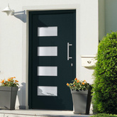 Drzwi frontowe, aluminium i PVC, antracytowe, 110x210 cm