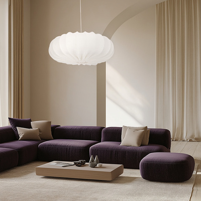Lampa wisząca CAFEE' skandynawska - z abażurem kremowym latte 66cm - nowoczesne oświetlenie sufitowe do salonu i jadalni E27