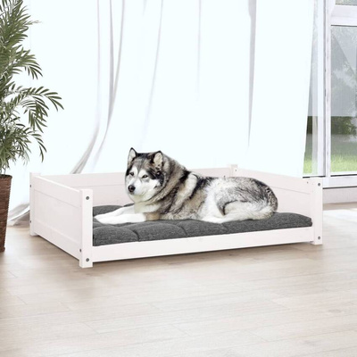 vidaXL Legowisko dla psa, białe, 105,5x75,5x28 cm, lite drewno sosnowe