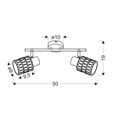 Bill Lampa Sufitowa Listwa Czarny 2X40W E27 Klosz Dymiony
