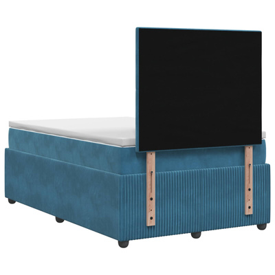 Łóżko z box spring LED z materacem niebieski 120 x 200 cm Welur