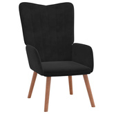 Fotel z podnóżkiem, czarny, obity aksamitem model standard