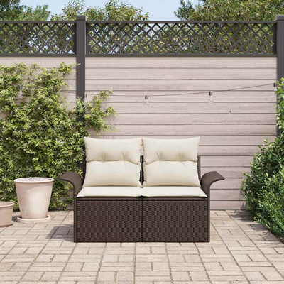 Sofa Ogrodowa z poduszką Brązowy 141 x 62 x 69cm polirattan