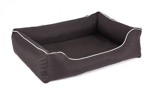 Legowisko dla psa Sofa Valencia Standard w kolorze brązowym z białym wykończeniem Rozmiar: L - 100 x 75 cm