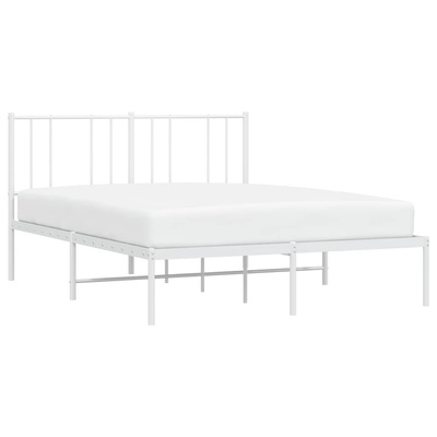 Metalowa rama łóżka z wezgłowiem biała, 140x200 cm model standard
