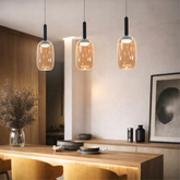 Lampa wisząca Bueno szklana bursztynowy klosz pojedyncza GX53