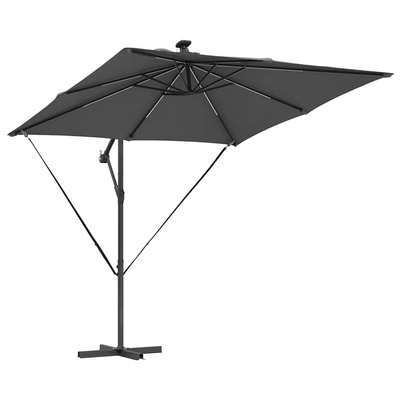 Parasol plażowy z paskami LED Antracyt 249 x 249 x 250 cm