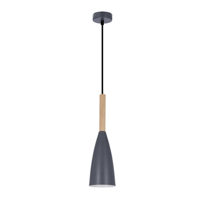Lampa wisząca szara + drewno Trosa Ledea 50101266