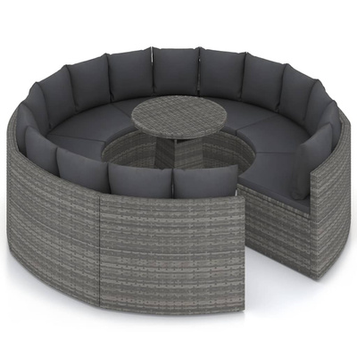 9-częściowa sofa do ogrodu, z poduszkami, polirattan, szara