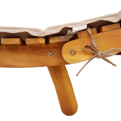 vidaXL Leżak z poduszką, taupe, lite drewno akacjowe