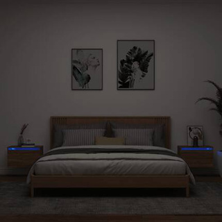vidaXL Wiszące szafki nocne z LED, 2 szt., brązowy dąb