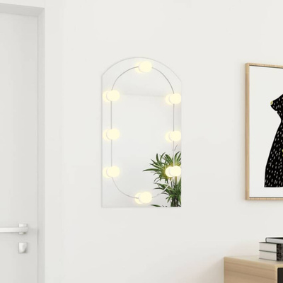 vidaXL Lustro z lampami LED, 70x40 cm, szklane, z łukiem