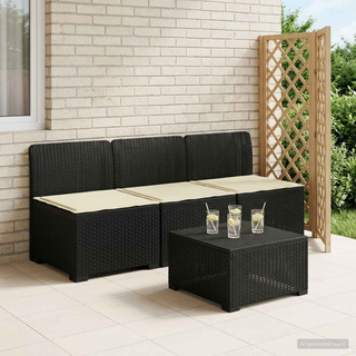Sofa ogrodowa 3-osobowa z poduszkami w rattanowym wyglądzie