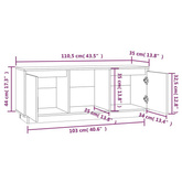 vidaXL Szafka pod TV, biała, 110,5x35x44 cm, lite drewno sosnowe