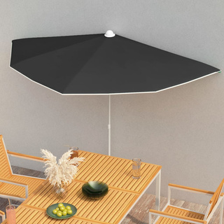 Półokrągły parasol ogrodowy na słupku, 180x90 cm, czarny