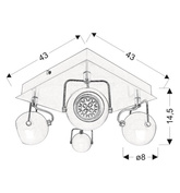 Lampa sufitowa TONY reflektor regulowana 4-punktowa do salonu metalowa