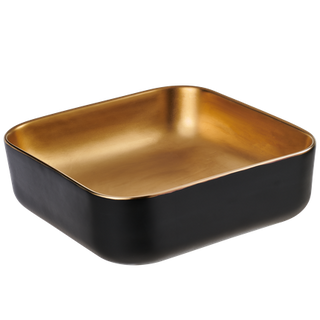 Umywalka nablatowa Malaga kwadratowa czarna złota mat  Invena