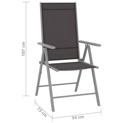 vidaXL Składane krzesła ogrodowe, 6 szt., tkanina textilene, czarne model standard