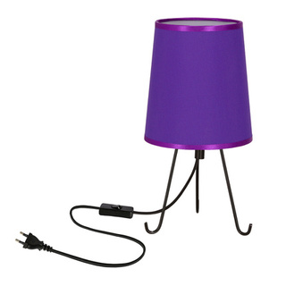 Lampka nocna Smally czarna z abażurem fioletowym metalowa E14