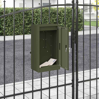 skrzynka na listy z drzwiami oliwkowy 30 x 20 x 55 cm Stal