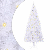 Sztuczna choinka z 300 diodami LED Biały 240 cm PVC i stal