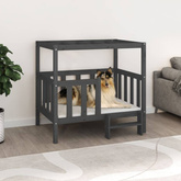 vidaXL Legowisko dla psa, szare, 105,5x83,5x100cm, lite drewno sosnowe