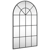 vidaXL Lustro ścienne, czarne, 60x100 cm, zakończone łukiem, żelazo