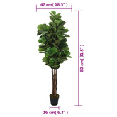 Sztuczny figowiec dębolistny, 96 liści, 80 cm, zielony