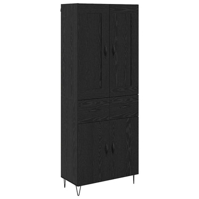 Highboard Czarny Dąb 69,5 x 34 x 180 cm Drewno inżynieryjne