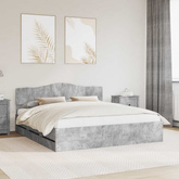 Ramka łóżka Betonowy szary 200 x 200 cm Drewno inżynieryjne