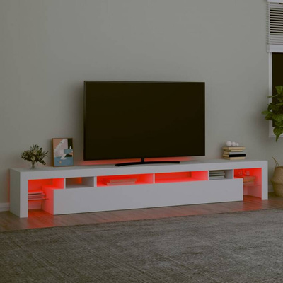 vidaXL Szafka pod TV z oświetleniem LED, biała, 260x36,5x40 cm