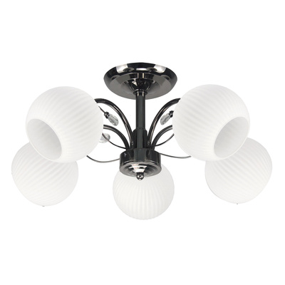 Lampa wisząca Neros 5-punktowa z kloszami szklana metalowa czarna