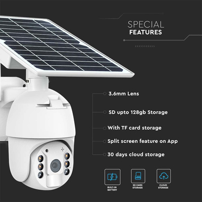 1080P Kamera zewnętrzna WiFi SMART z panelem solarnym / Sensor / IP65 / biała