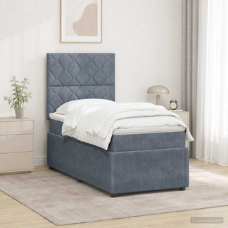 Łóżko z box spring LED z materacem ciemnoszary 100 x 200 cm