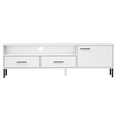vidaXL Szafka pod TV OSLO, metalowe nóżki, biała, sosnowa
