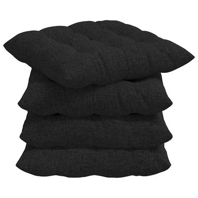 Poduszki na siedziska 4 pcs Czarny 40 x 40 x 6 cm tkanina