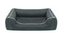 Legowisko dla psa Sofa Valencia Standard w kolorze ciemnoszarym z białym wykończeniem Rozmiar: XL - 120 x 90 cm - do samodzielnego złożenia