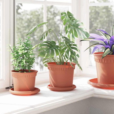 Okrągły Talerzyk Kwiatowy 24 pcs Czerwony ceglasty ? 14 x 2 cm