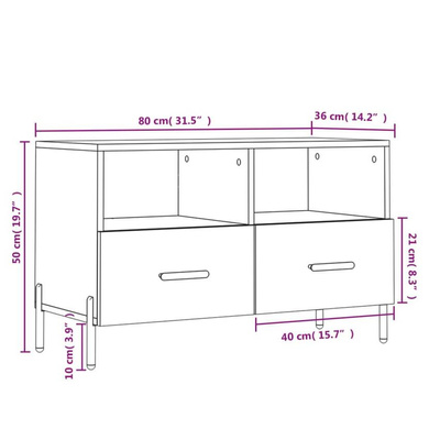 vidaXL Szafka pod TV, biała, wysoki połysk, 80x36x50 cm