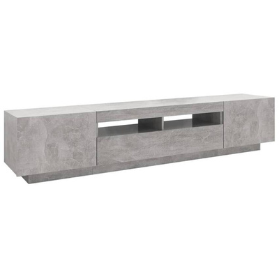 vidaXL Szafka pod TV z oświetleniem LED, szarość betonu, 200x35x40 cm