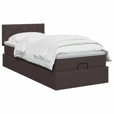 Łóżko ottoman z materacem Ciemny brąz 90 x 190 cm tkanina