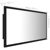 vidaXL Lustro łazienkowe z LED, czarne, 80x8,5x37 cm, akryl