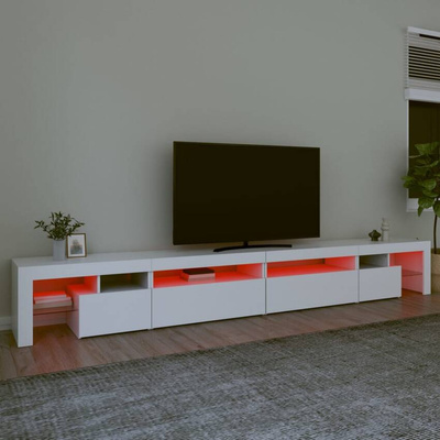vidaXL Szafka pod TV z oświetleniem LED, biała, 290x36,5x40 cm
