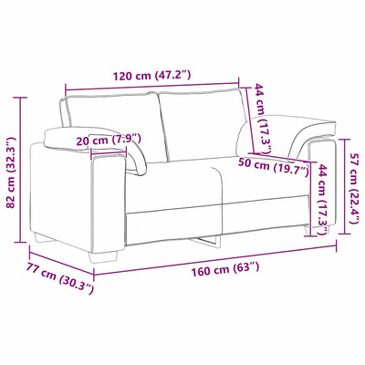 Sofa dwuosobowa Czarny 160 cm tkanina