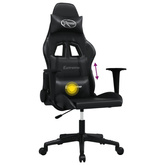 vidaXL Masujący fotel gamingowy, czarny, sztuczna skóra model standard