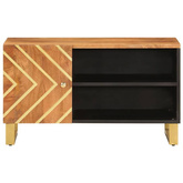 vidaXL Szafka pod TV, brązowo-czarna 80x31,5x46 cm, lite drewno mango