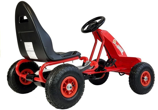 Gokart na Pedały A-18 Pompowane Koła Regulowany Fotel Czerwony